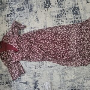 Floral Burgundy Wrap Dress